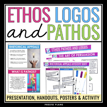 Preview of Ethos Pathos Logos Persuasive Rhetorical Appeals - Presentation & Activities