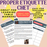 ETIQUETTE CHET -  Table Manners Resource GREAT 4 TEACHING 