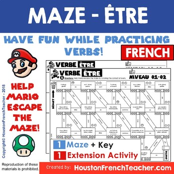 Preview of ETRE French Verb Game -grammar/conjugation game (MAZE) + DISTANCE LEARNING