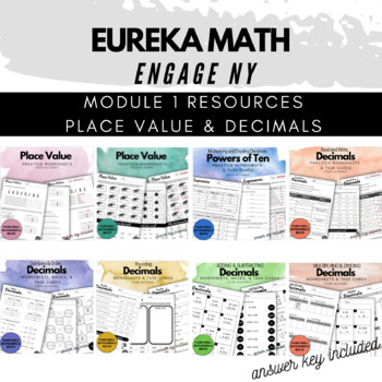 Preview of EUREKA MATH-Engage NY: Worksheets, Task Cards, Printables