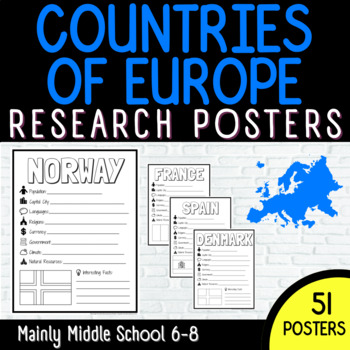 Preview of Countries of EUROPE Research Poster Set (51 POSTERS)