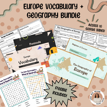 Preview of EUROPE VOCABULARY + GEOGRAPHY BUNDLE