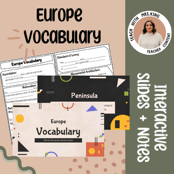 Preview of EUROPE VOCABULARY SLIDES + NOTES