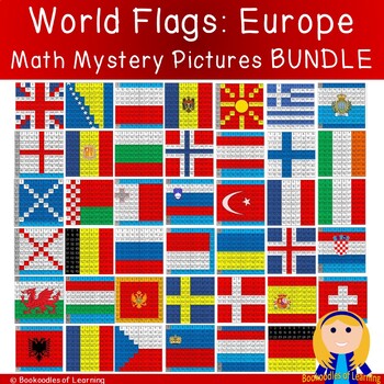 Preview of EUROPE World Flags Hundred Chart Mystery Pictures BUNDLE