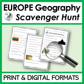 Preview of EUROPE GEOGRAPHY SCAVENGER HUNT | WebQuest