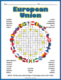 EUROPEAN UNION - Word Search Puzzle Worksheet - Countries 
