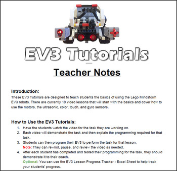 Preview of EV3 Lego Mindstorm - Video Lesson Tutorials