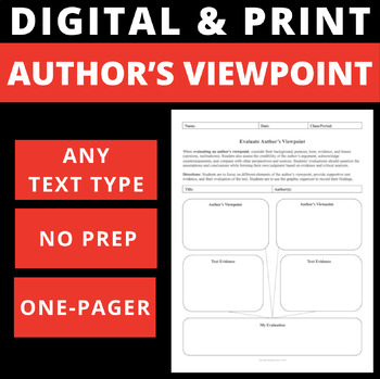 Preview of EVALUATE AUTHOR'S VIEWPOINT - DIGITAL AND PRINT - GRAPHIC ORGANIZER