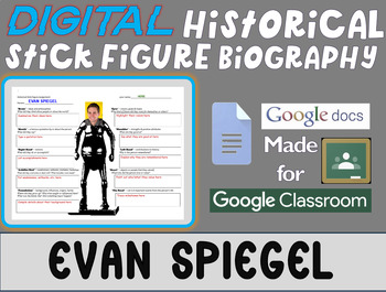 Preview of EVAN SPIEGEL Digital Historical Stick Figure Biography (MINI BIOS)