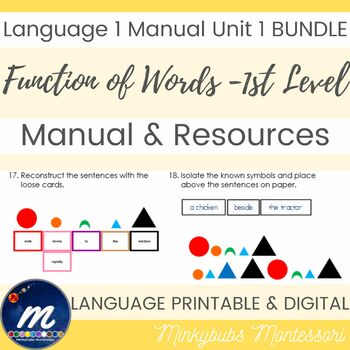 Preview of EVERYTHING First Level Grammar Montessori Language 1 Manual Unit 1 BUNDLE
