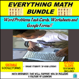 EVERYTHING MATH BUNDLE: Word Problems Task Cards, Workshee