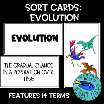 Preview of EVOLUTION SORT CARDS: MATCHING, REVIEW, CUT/PASTE,FLASHCARDS, WORD WALLS