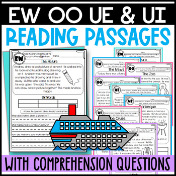 Preview of EW, OO, UE, and UI Reading Passages: Diphthongs Comprehension Questions