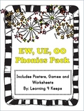 EW, OO, and UE Phonics Pack with posters, worksheets and games
