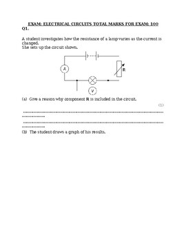 Preview of EXAM ELECTRICAL CIRCUITS