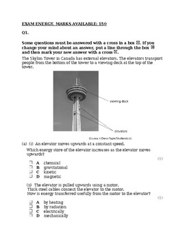 Preview of EXAM ENERGY, FORCES AND MOTION