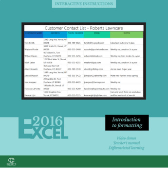 Preview of EXCEL 2016 - Intro to Formatting