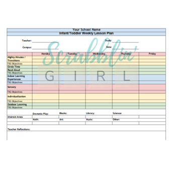 Preview of EXCEL Creative Curr Inf/Todd Lesson Plan w TSG/MM/ITC