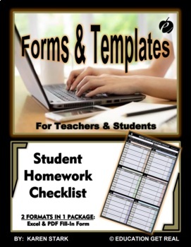 Preview of ASSIGNMENT/HOMEWORK TRACKER  (EXCEL/PDF FILLABLES) - "Student Form -- 6 Classes"