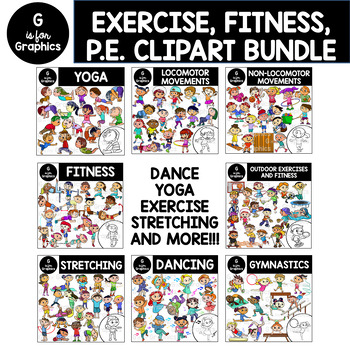 Preview of EXERCISE, WORK OUT, PE, MOVEMENT CLIPART BUNDLE