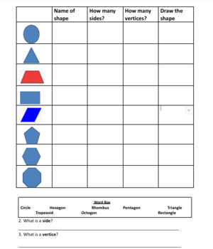 EXIT TICKET- 2D shapes- Sides, vertices, composite shapes by Natalie ...