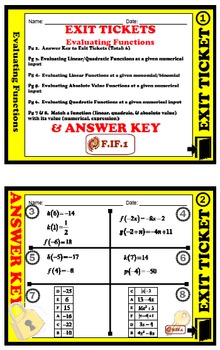 Preview of EXIT TICKET - Evaluating Functions