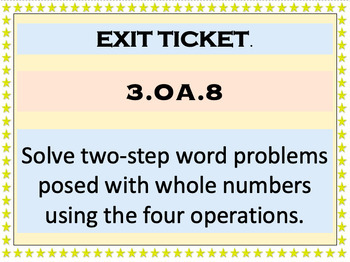 Preview of EXIT TICKET- SOLVE TWO-STEP WORD PROBLEMS USING THE FOUR OPERATIONS - 3.OA.8