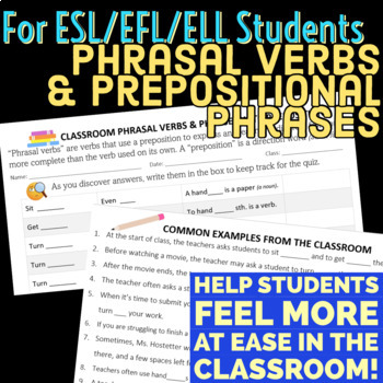 Preview of EXPANDED--editable DOCX, PDF! Introduce classroom PHRASAL VERBS to ESL/EFL/ELLs!