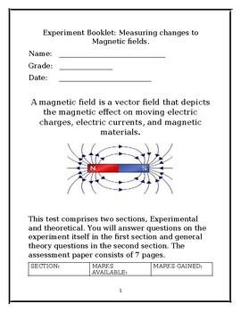 Preview of EXPERIMENT BOOKLET MEASURING CHANGES TO MAGNETIC FIELDS