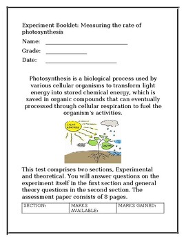 Preview of EXPERIMENT BOOKLET MEASURING THE RATE OF PHOTOSYNTEHESIS