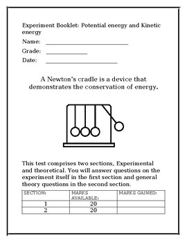 Preview of EXPERIMENT BOOKLET POTENTIAL AND KINETIC ENERGY