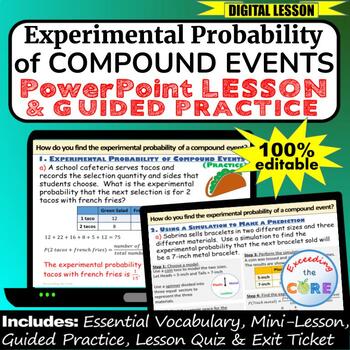 Preview of EXPERIMENTAL PROBABILITY OF COMPOUND EVENTS PowerPoint Lesson, Practice DIGITAL