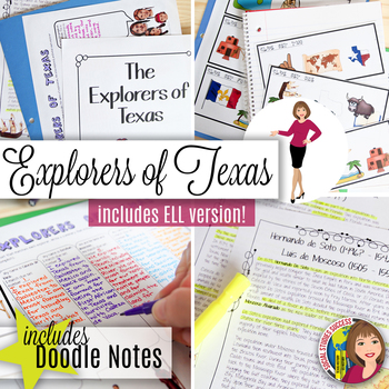 Preview of TEXAS EXPLORERS with DOODLE NOTES for ELL