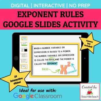 Preview of EXPONENT RULES | Distance Learning | GOOGLE SLIDES ACTIVITY | NO PREP!