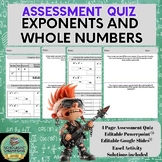 EXPONENTS & WHOLE NUMBERS * Assessment Quiz * 6th Grade Mi
