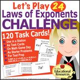 Laws of Exponents - 'Let's Play 24' - 120 Tasks - For Math