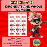 EXPONENTS & WHOLE NUMBERS * Math Maze Puzzle * 6th Grade M