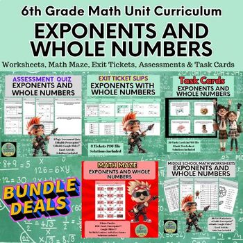 Preview of EXPONENTS & WHOLE NUMBERS * Unit Curriculum * BUNDLE * 6th Grade Math