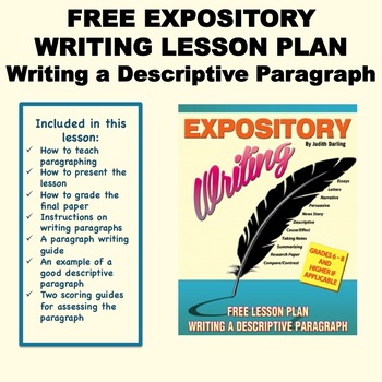 Preview of FREE EXPOSITORY WRITING LESSON PLAN - Writing a Descriptive Paragraph