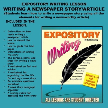 Preview of Expository Writing Lesson Plan  - WRITING A NEWSPAPER STORY