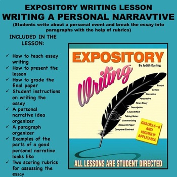 Preview of Expository Writing Lesson Plan  -WRITING A PERSONAL NARRATIVE ESSAY