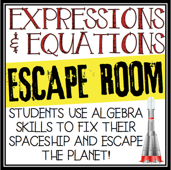 Preview of EXPRESSIONS AND EQUATIONS ALGEBRA ESCAPE ROOM