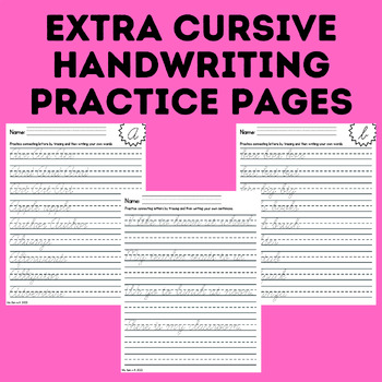 EXTRA Cursive Handwriting Practice Pages by Ms Beh in K | TPT