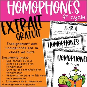 EXTRAIT GRATUIT - Homophones - 3e cycle by La classe de Karine | TPT