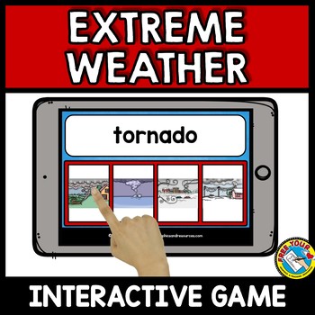 Preview of EXTREME WEATHER ACTIVITY VOCABULARY READING DIGITAL GAME BOOM CARDS SCIENCE TASK