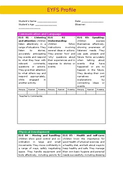 Preview of EYFS Profile Assessment and Teacher's Sample