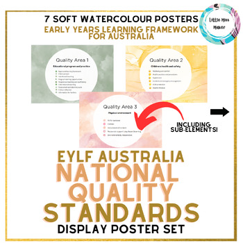 Preview of EYLF Australia National Quality Standards NQS Poster Set - NQF Watercolour Decor