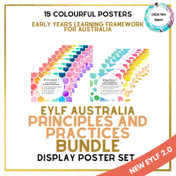 Preview of NEW 2023 EYLF 2.0 Principles and Practices Poster Set Colour BUNDLE Australia