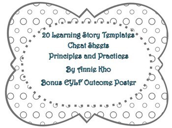 Preview of EYLF Learning Story Template Pack 1 including Cheat Sheets