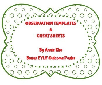 Preview of EYLF OBSERVATION TEMPLATE INCLUDING CHEAT SHEETS